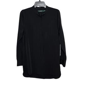 Lauren Ralph Lauren Black 1/2 Button Front Tunic Size Medium